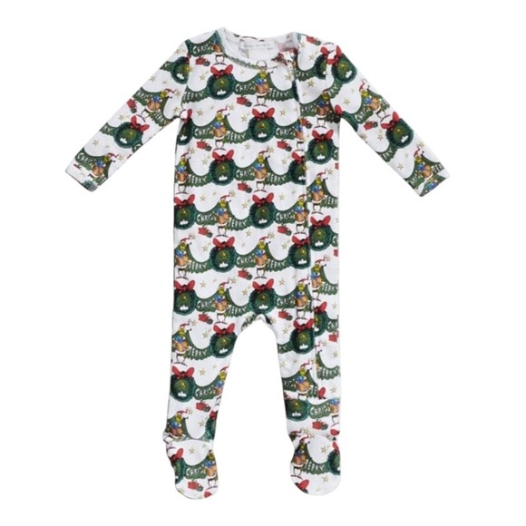 Dr. Seuss's The Grinch™ Wreath Pottery Barn Baby Pajama Size 3-6 months NWOT - Picture 1 of 4
